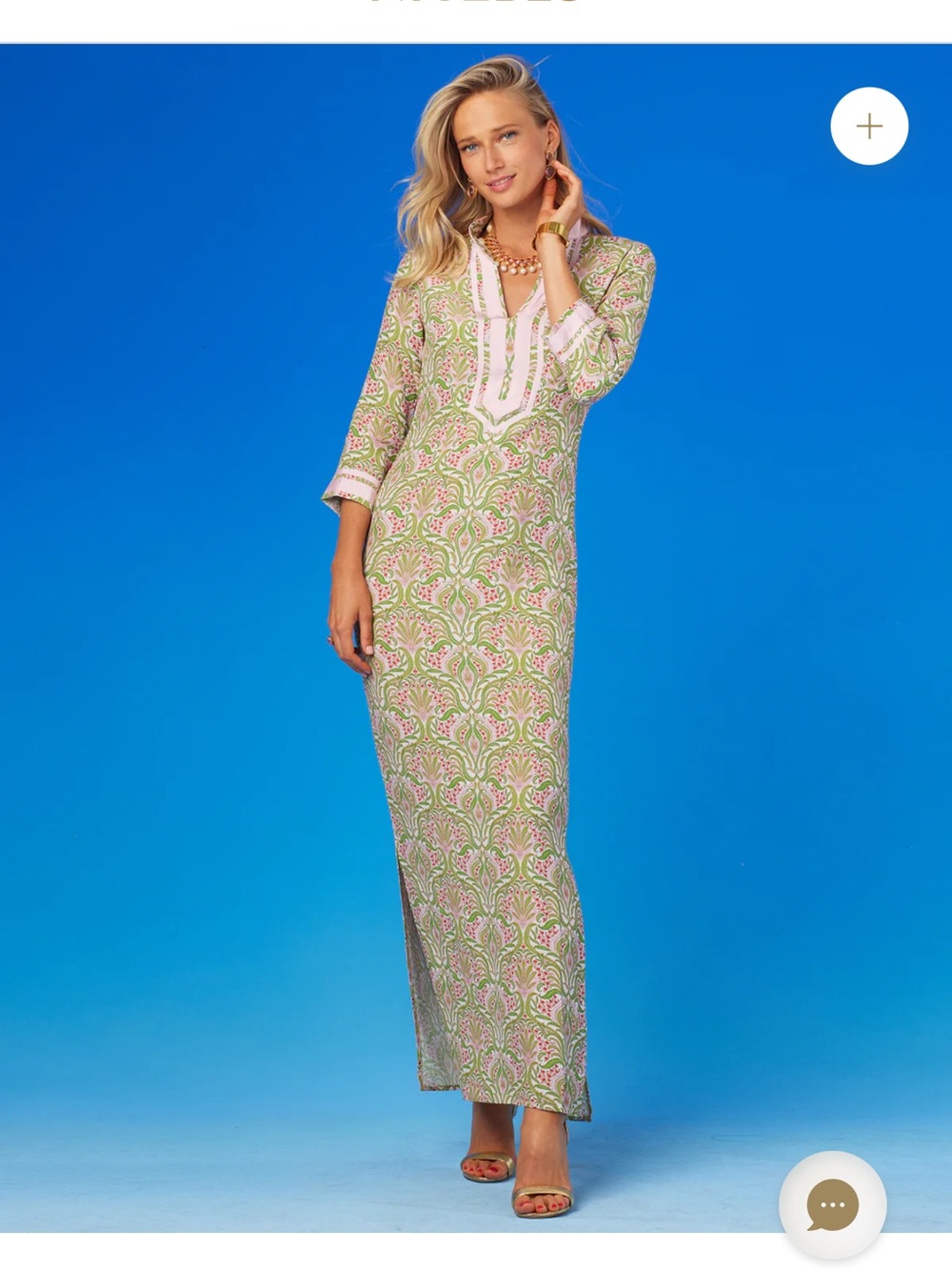 Women’s Pink & Green Printed Maxi Dress